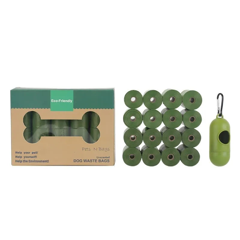 EPI extra thick biodegradable dog poo bags on a roll, available in multiple colours.