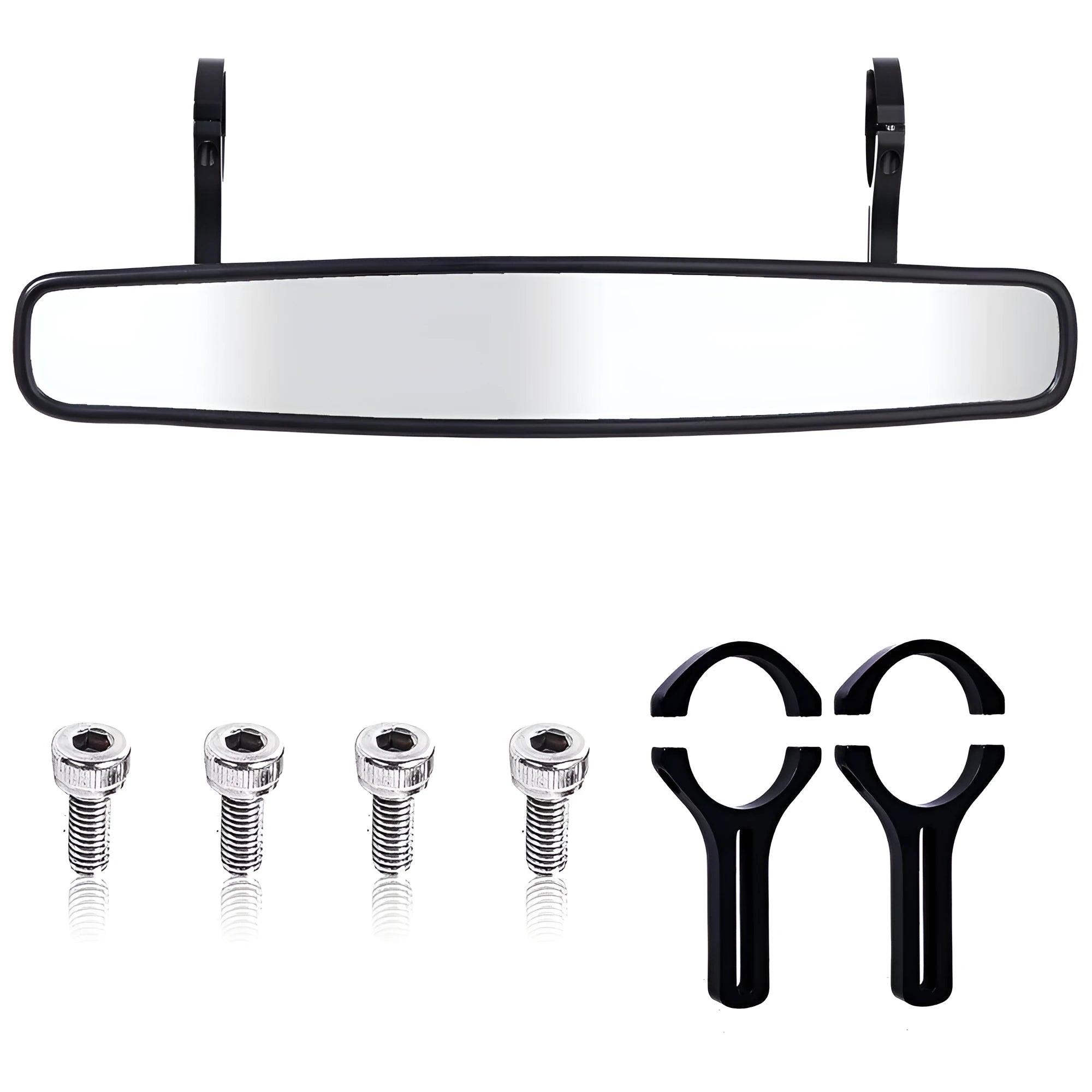 Off-road wide-angle rearview mirror for Polaris RZR roll cage, black finish