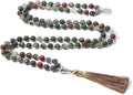 Handmade knotted beaded necklace with 108 stone beads on an 81cm chain