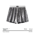 Galaxy reflective bright silver woven underwear in mid waist design for sports activities