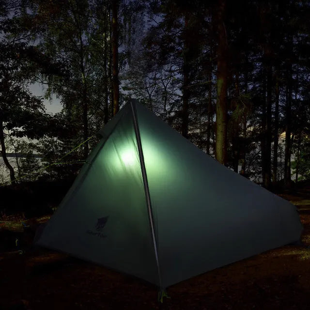 Single poleless tent full set in green with aluminium alloy bars, one bedroom and one hall, 0.95kg, waterproof 1500mm-2000mm