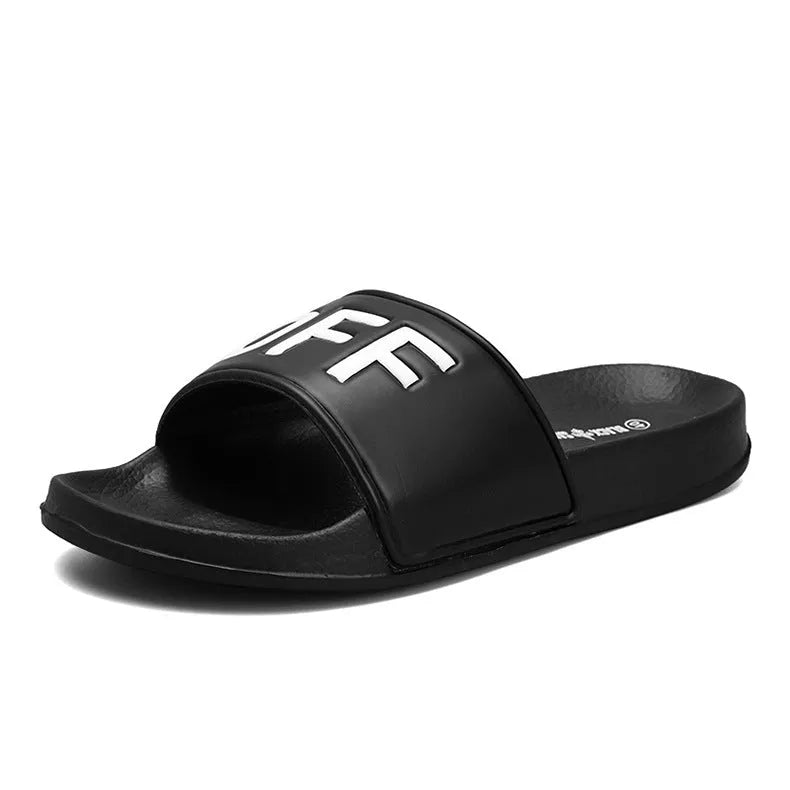 Men's open toe slippers with viscose upper and rubber sole in black and white colour options