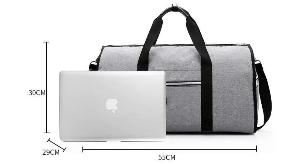 Cylinder-shaped medium travel bag in oxford cloth, shown in black, with a zipper closure.