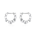 Sterling silver geometric earrings with round element and electroplated finish
