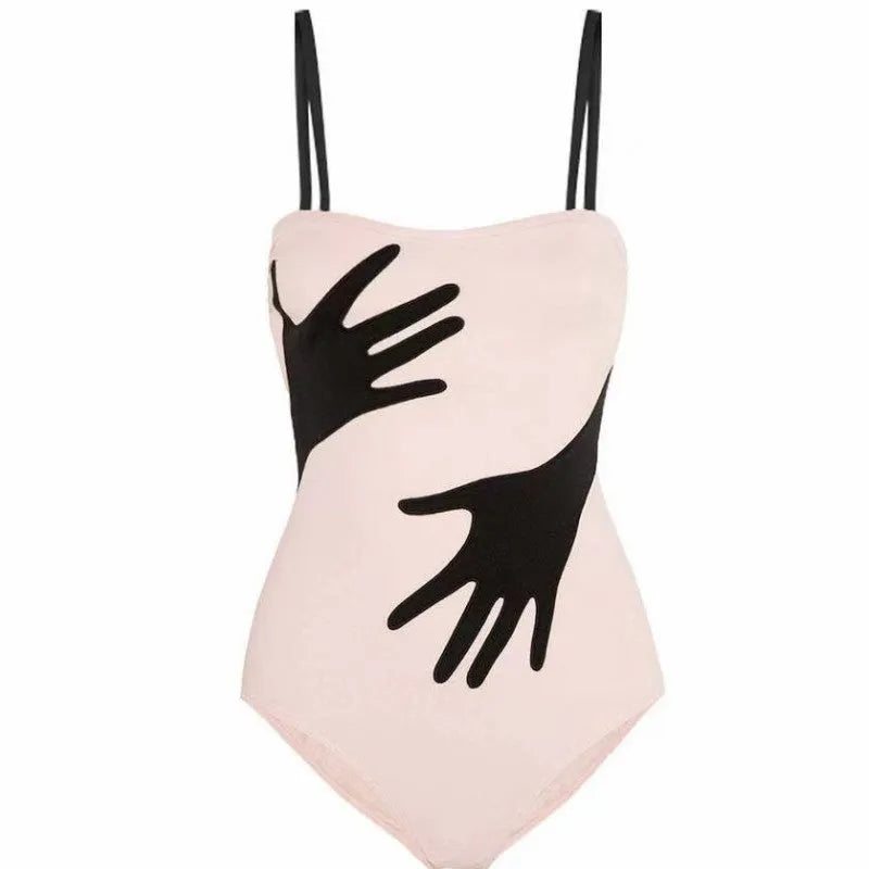 Women's one-piece bikini swimsuit with gauze skirt in polyester fabric