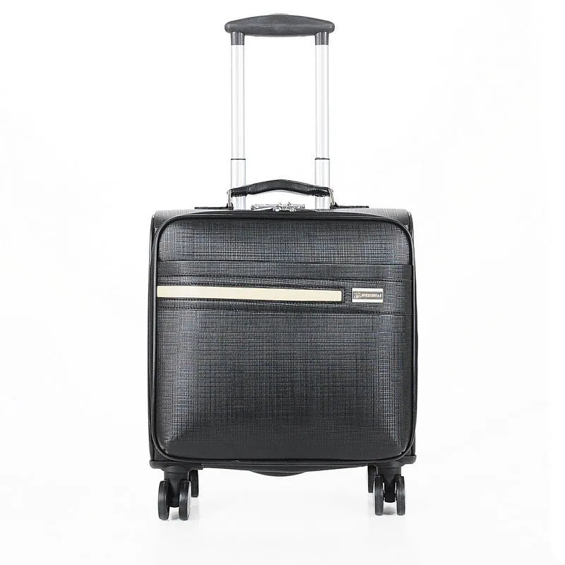 Black PU leather business case with airplane wheels and lockable closure
