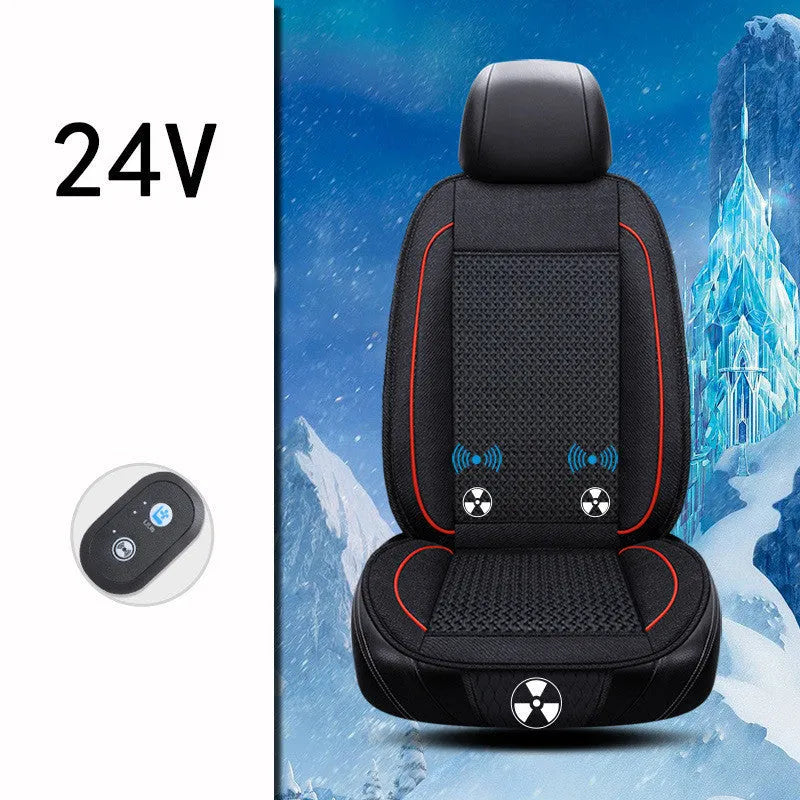 Black car ventilation seat cushion with air circulation system measuring 60x60cm
