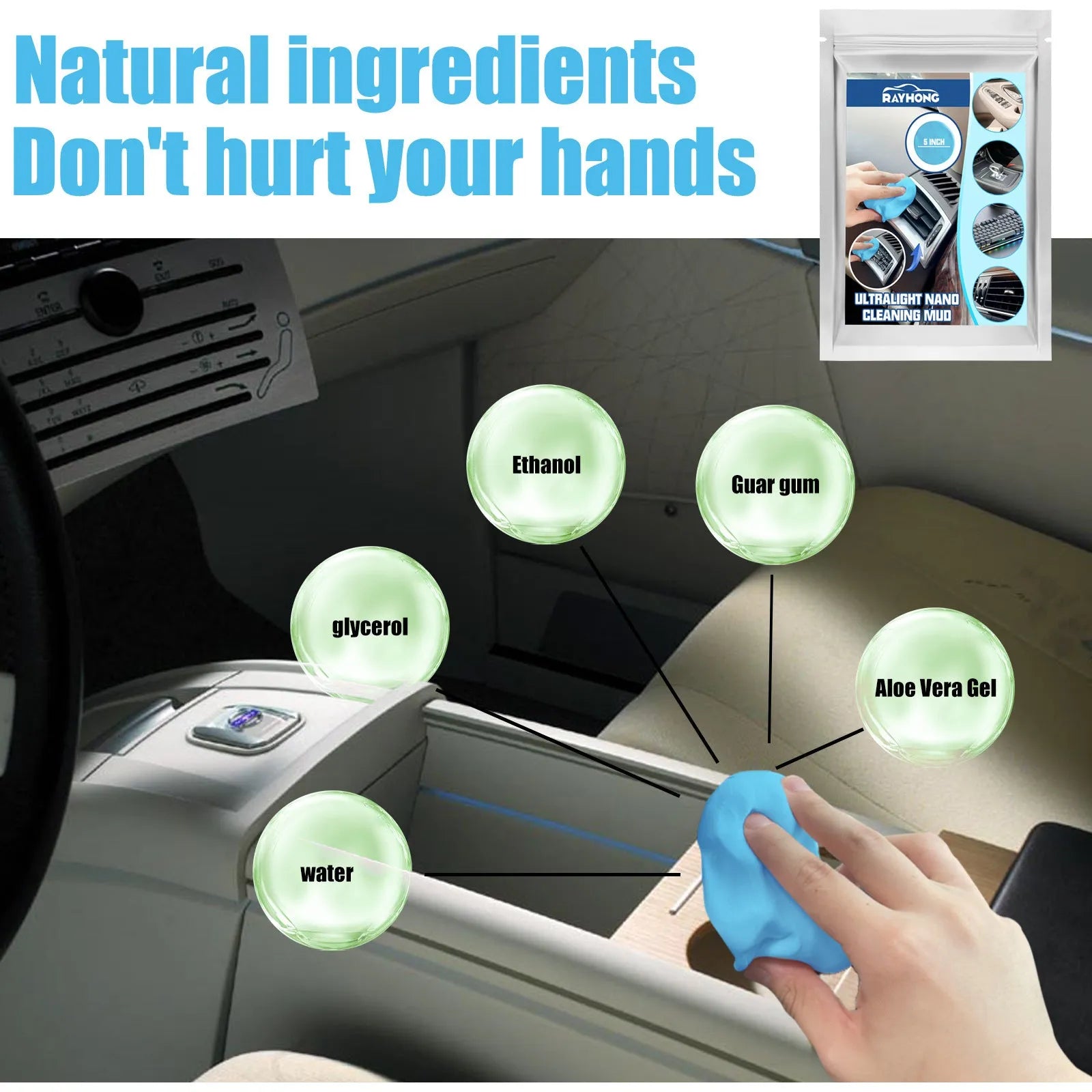 20g car cleaning mud gel for removing dust from interior vents and gaps
