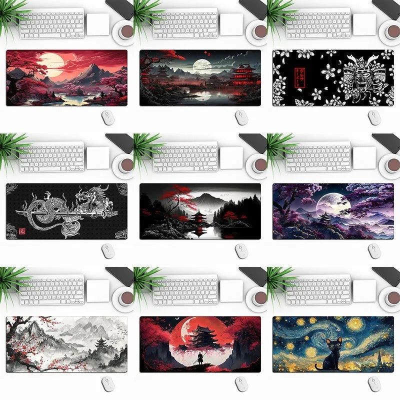 Custom anime pattern gaming mouse pad with non-slip rubber cloth base on desk