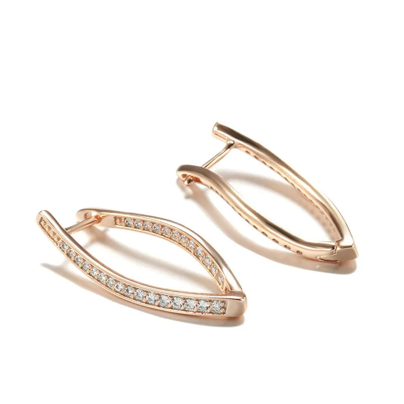 A pair of geometric drop earrings for women made from copper with zircon detail, in colour H0493.