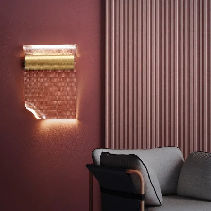 Simple iron and acrylic wall lamp with LED light, shown in left bend and right bend colour options