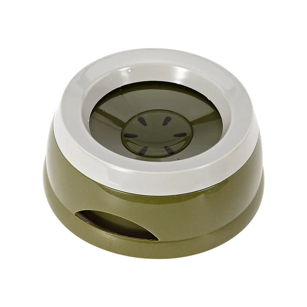 Non-spill floating pet bowl in granny grey made from ABS plastic measuring 15.3x18.9x8cm