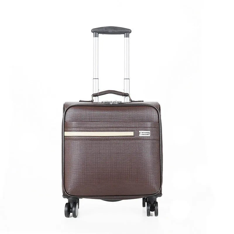 Black PU leather business case with airplane wheels and lockable closure