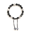 Black agate map stone volcanic rock bracelet with diamond cut stones in new Chinese style