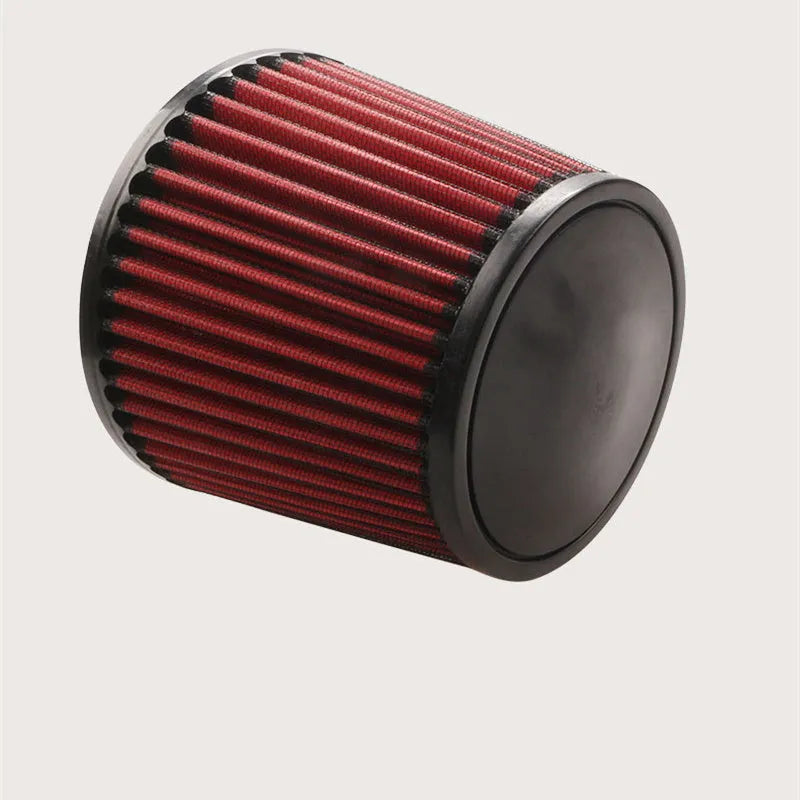 76mm mushroom head car air filter with PU and aluminium alloy body, 10cm inlet height, shown with clamp.