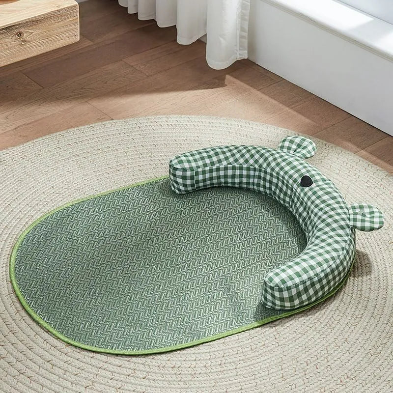Green and yellow four seasons universal pet bed mattress with cooling pad for dogs and cats