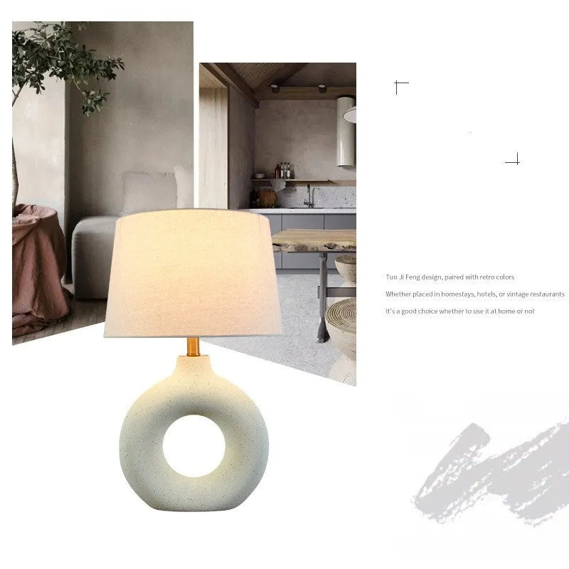 Feng Pottery Pot Table Lamp ceramic Japanese-style desk lamp in white or black