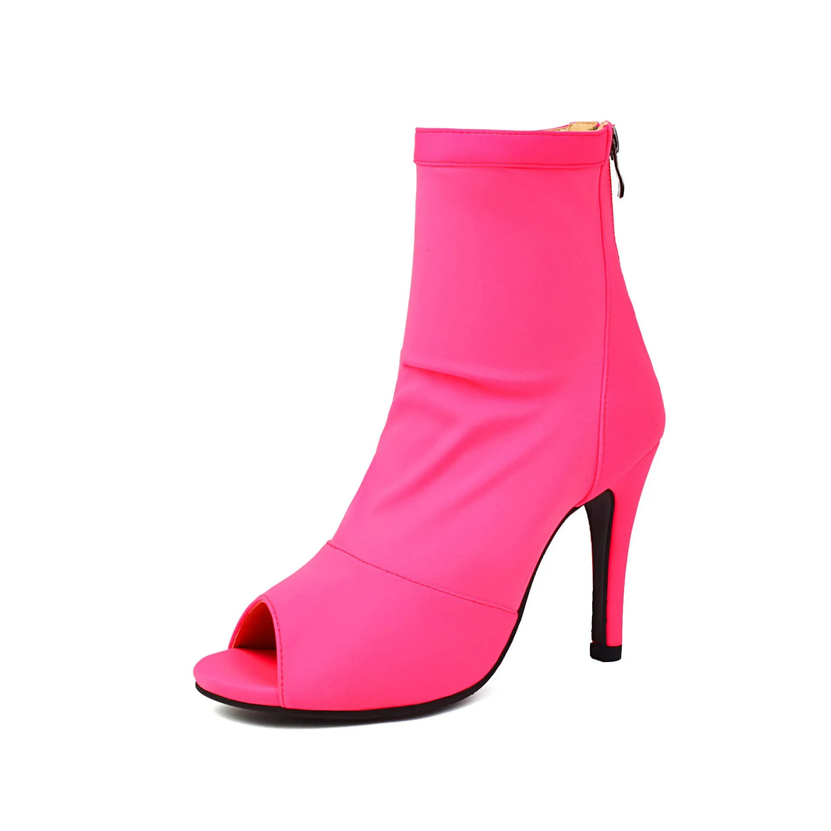 Women's fish mouth stiletto boots with rubber sole and superfine fibre inner, black khaki or rose, 7 cm 9 cm 11 cm heel