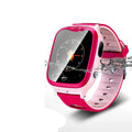 Children's smart phone watch with HD touch screen, GPS positioning, and silicone wristband in pink or blue