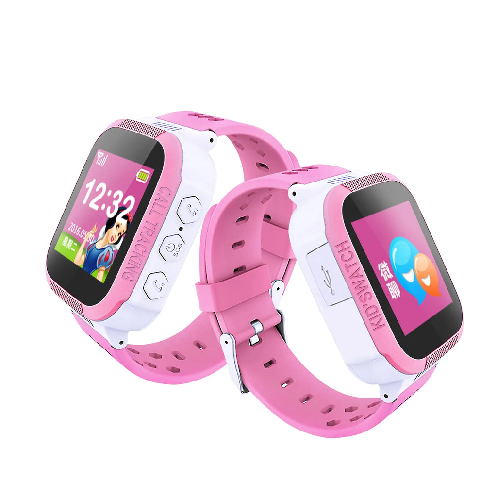 Children's phone watch with 1.44-inch IPS screen in blue or pink colour options