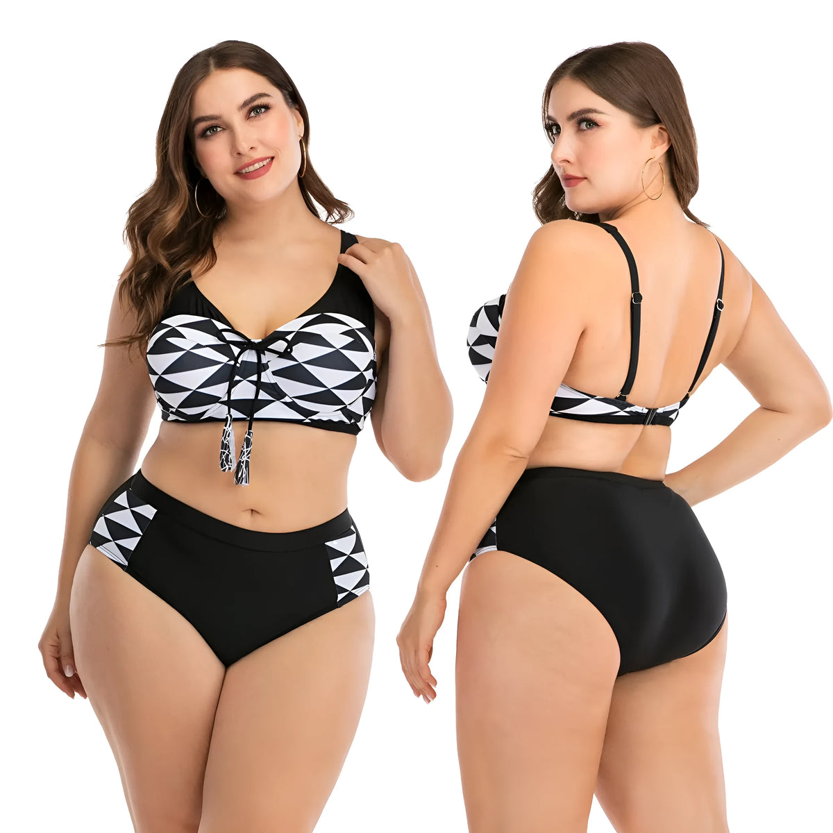 Big cup ladies swimsuit in black, nylon polyester fabric with polyester fibre lining, sizes L to 4XL