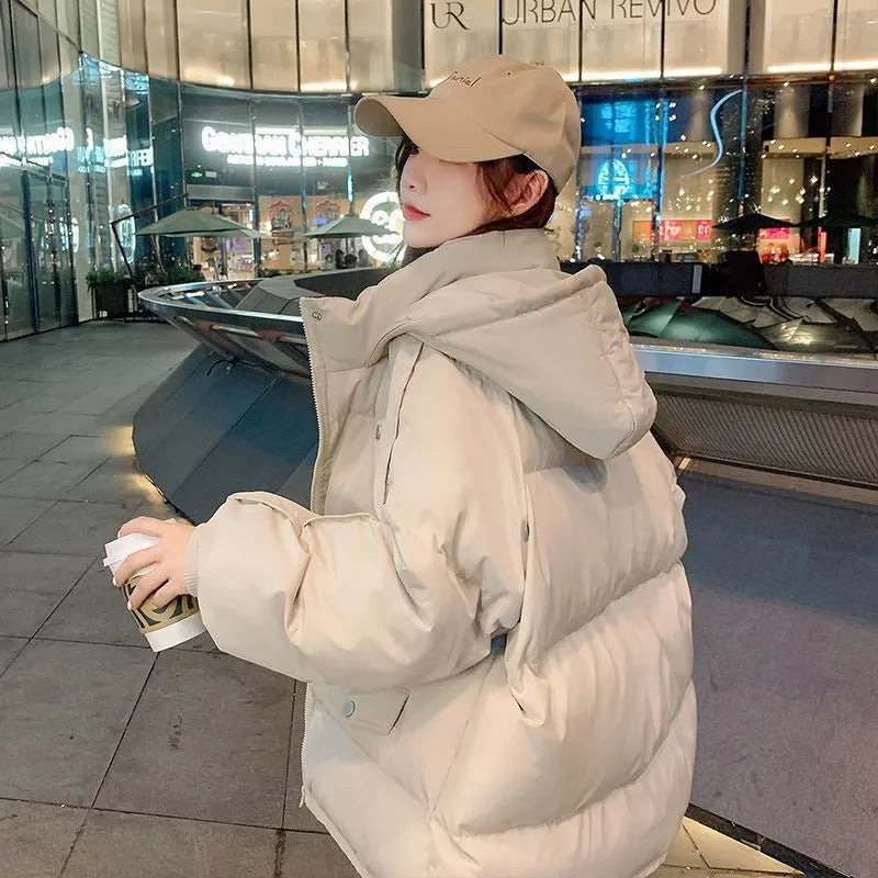 Korean style loose sleeveless cotton-padded jacket in beige white with spandex fabric for autumn winter
