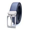Men's brown and black genuine leather belt with rotating alloy pin buckle