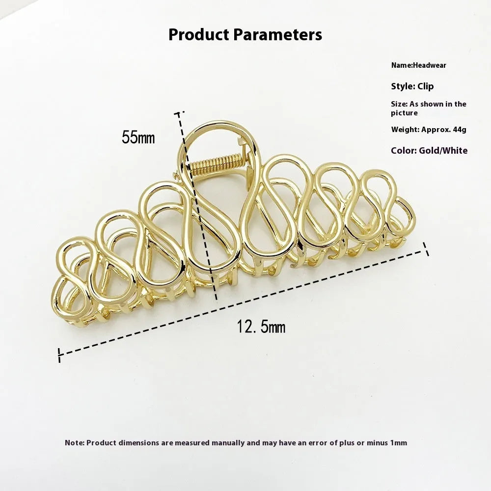 Large minimalist alloy hair clip with tassel detailing in gold or silver finish for women's updos