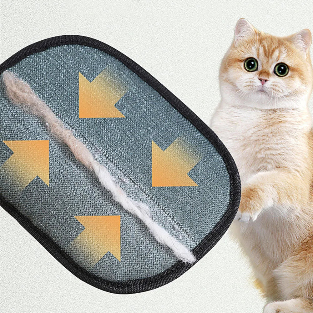Black pet hair remover mitt glove with dual-sided silicone brush on breathable mesh material