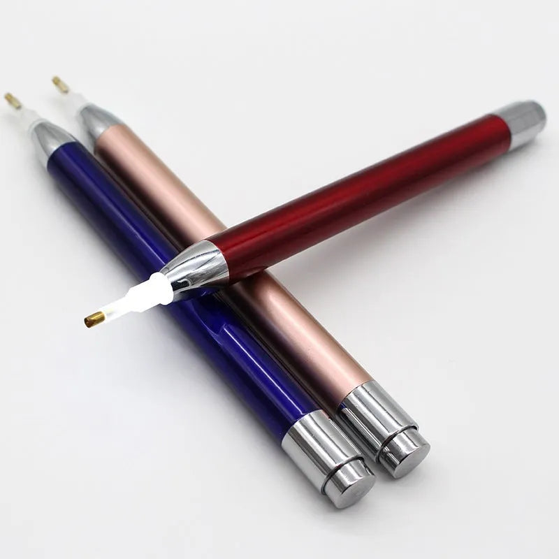 Luminous diamond painting drill pen in blue, gold, or red colours with aluminium alloy construction