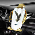 Wireless charging car phone holder with suction cup mount in black gold colour