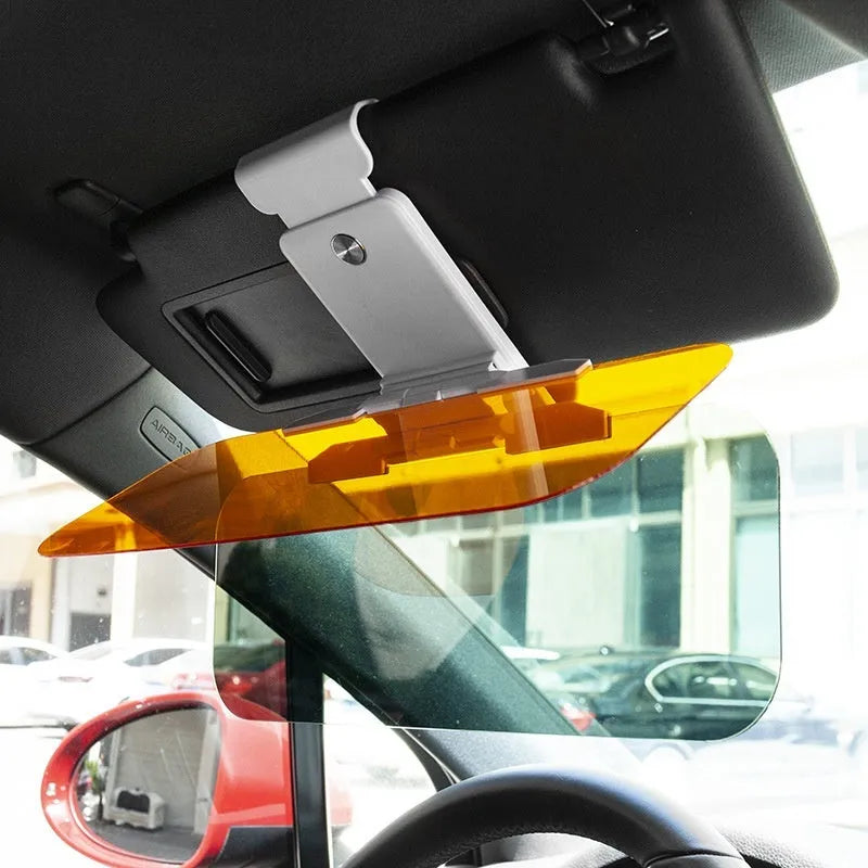 Anti-high beam car sun visor with acrylic lens and telescopic mounting for vehicle sun visor