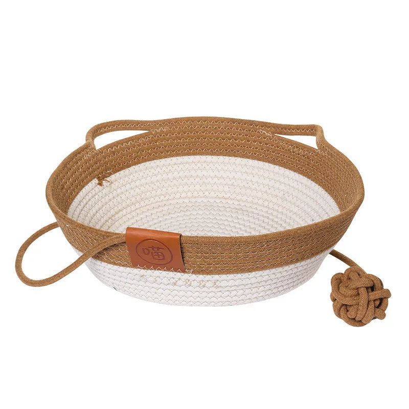 Cotton woven cat nest mat in grey, brown or green colours for cage bedding
