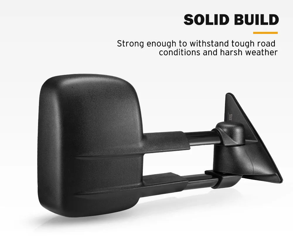 Black foldable towing mirror pair for Toyota Land Cruiser 100 98-07 models