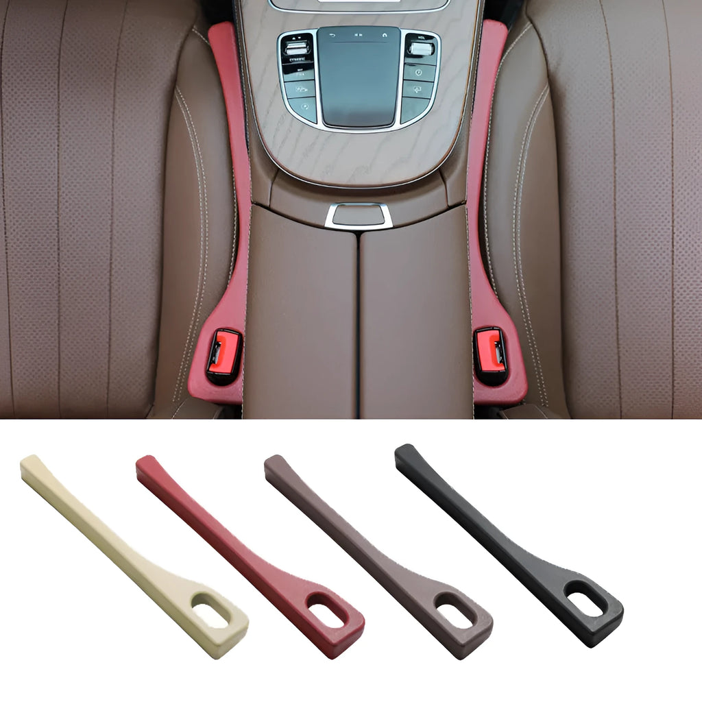 Polyurethane car seat gap filler strip in black colour preventing items falling between seats
