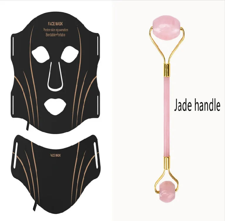 Black and gold IPL facial mask beauty instrument with silicone construction and headband touch controls