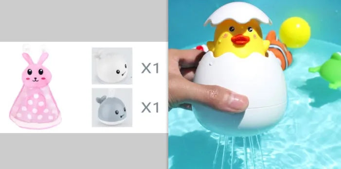 Automatic spray whale bath toy with LED lights floating in water