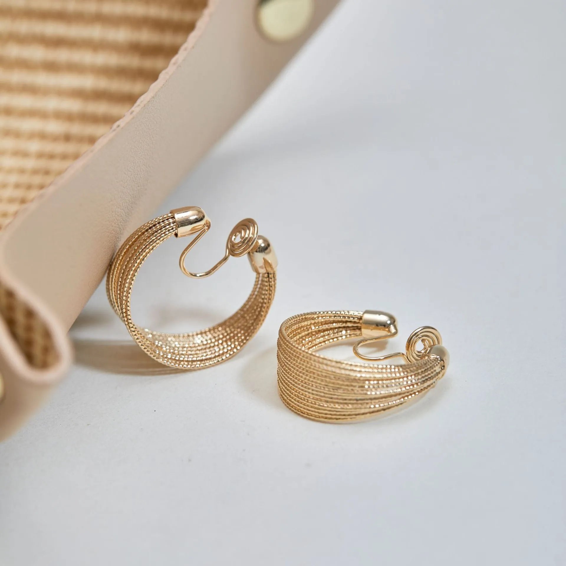 Multi-layer simple bracelet earrings set with silver and gold geometric copper earrings
