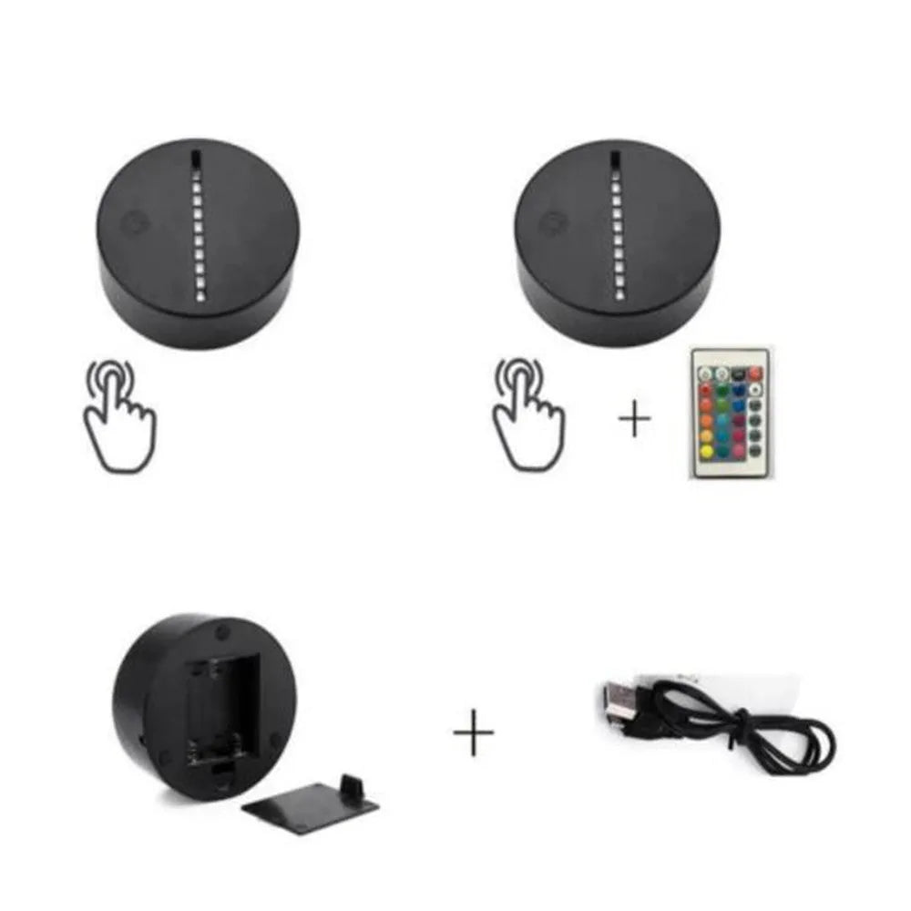 Panda touch remote control seven colour night light with acrylic board and ABS base