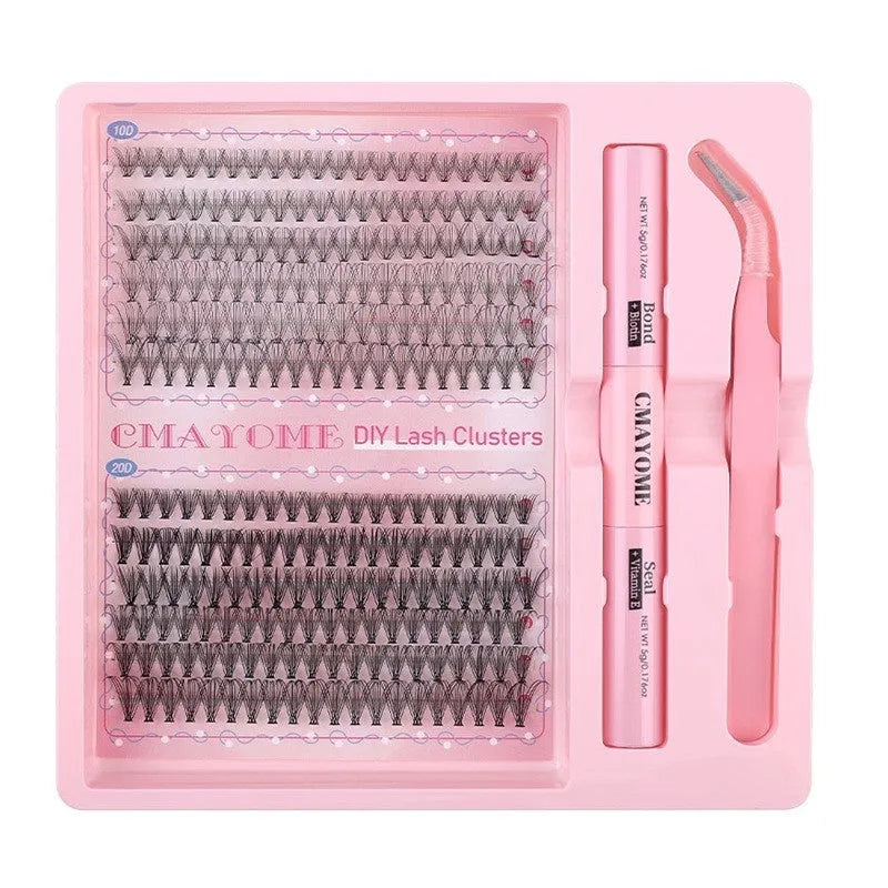 DIY single cluster false eyelashes in natural thick mixed split type with artificial fibre construction