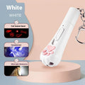 USB rechargeable cat teaser wand with LED lights in pink, cream, or sky blue