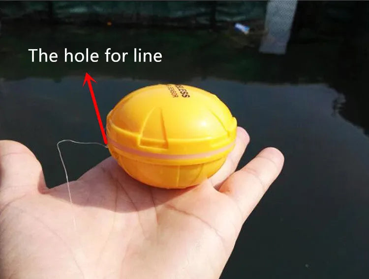 Yellow wireless sonar fish finder, 68 x 68 x 50cm, 2.4GHz, 125kHz sonar, 0.6-36m depth range