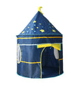 Children's toy tent made of polyester cloth with fiber rod frame, 105cm diameter, 135cm height, in a home playroom