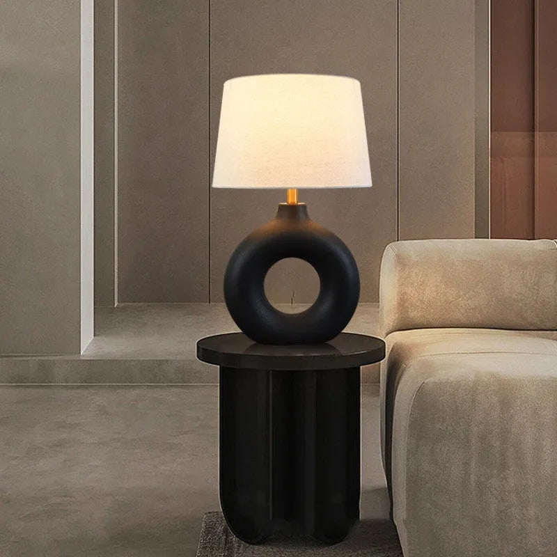 Feng Pottery Pot Table Lamp ceramic Japanese-style desk lamp in white or black