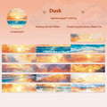 Roll of Japanese washi tape with sky theme designs including clouds, sun, moon, and nebula on a 30mm wide format.