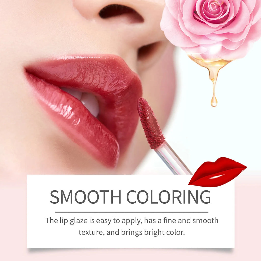 Double-headed lip liner and lip lacquer pen for makeup application in three colour shades.