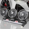 Black three head automotive electric fan with adjustable outlets and 1.3m power cable for vehicle cooling