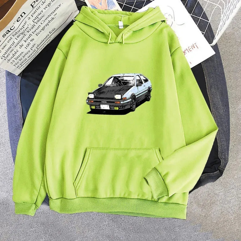 Printed unisex hoodie with three-quarter sleeves in metal silk fabric, artistic retro style, shown in one of twelve colours