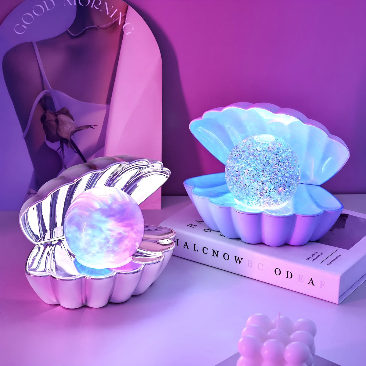Shell-shaped neon night lamp decorative ornament with battery power