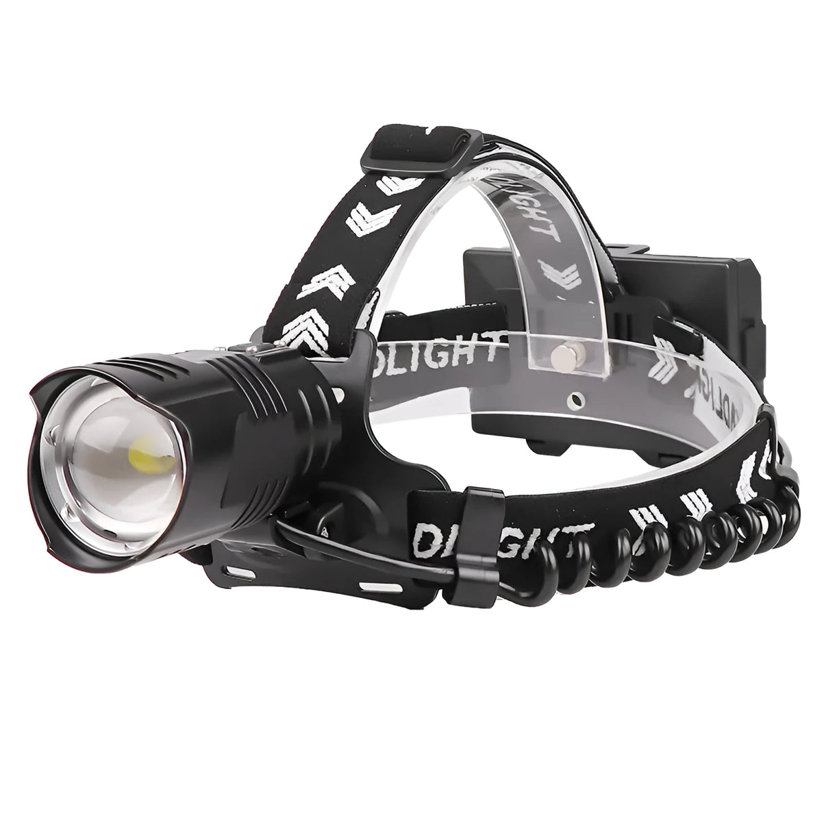 Black USB charging telescopic zoom headlight with aluminum alloy construction and power display